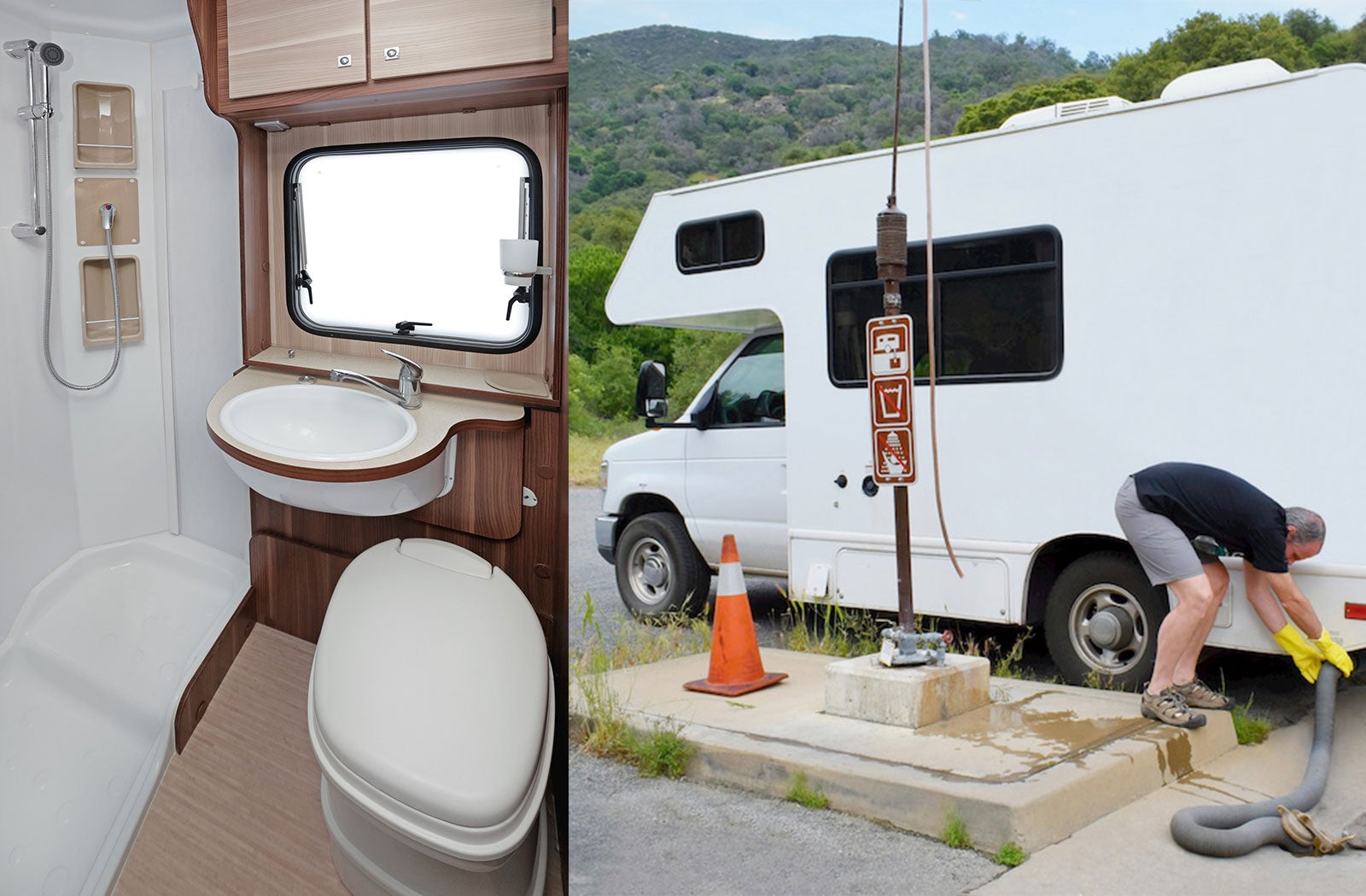 Portable RV/camper toilet and holding tank setup in Malvern, Arkansas